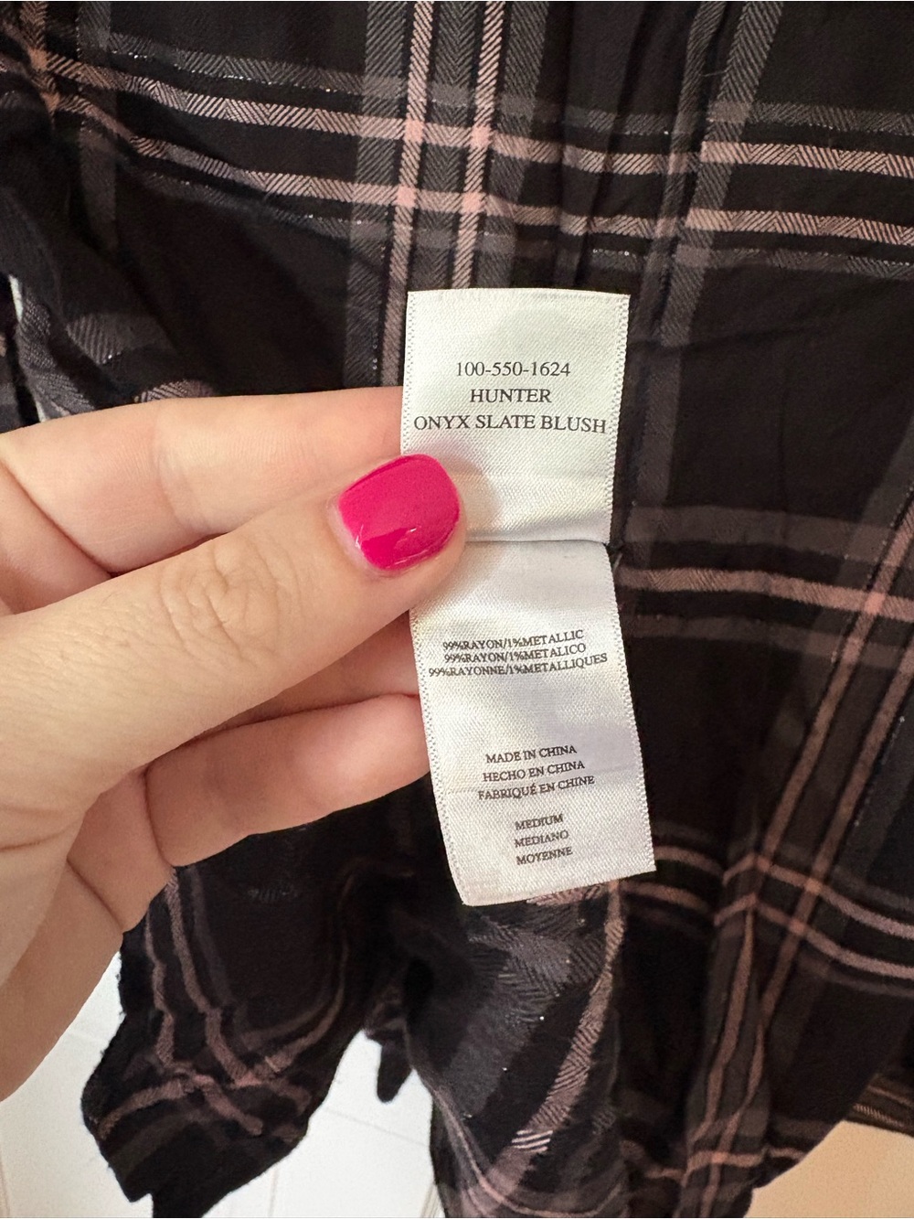 Rails Hunter Plaid Flannel Button Down Onyx Slate Blush, Size Medium (M) Soft - Picture 10 of 16